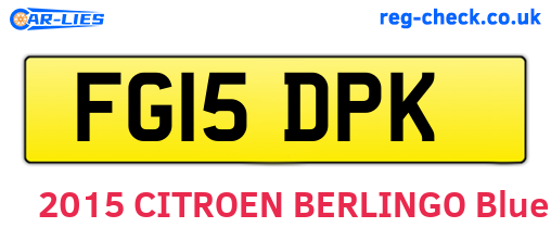 FG15DPK are the vehicle registration plates.