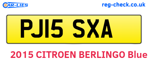 PJ15SXA are the vehicle registration plates.