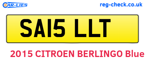 SA15LLT are the vehicle registration plates.