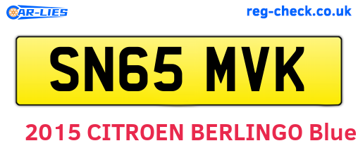 SN65MVK are the vehicle registration plates.