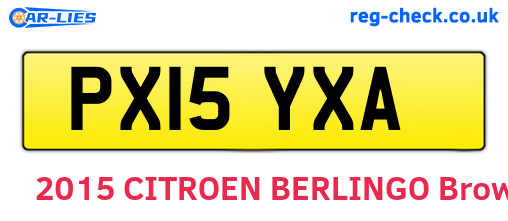 PX15YXA are the vehicle registration plates.
