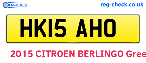 HK15AHO are the vehicle registration plates.