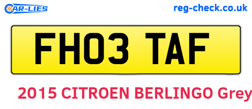 FH03TAF are the vehicle registration plates.