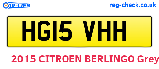 HG15VHH are the vehicle registration plates.