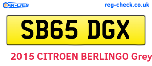 SB65DGX are the vehicle registration plates.