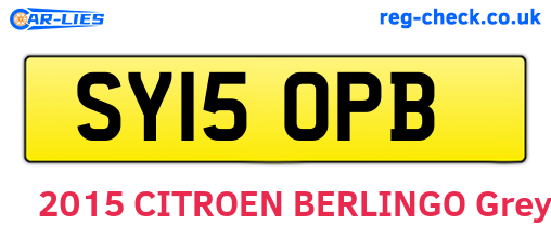 SY15OPB are the vehicle registration plates.
