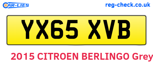 YX65XVB are the vehicle registration plates.