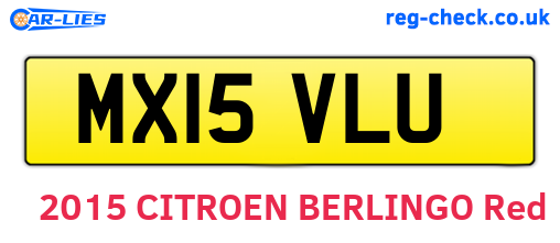 MX15VLU are the vehicle registration plates.