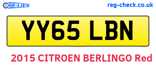 YY65LBN are the vehicle registration plates.