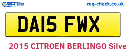 DA15FWX are the vehicle registration plates.