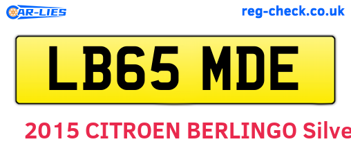 LB65MDE are the vehicle registration plates.