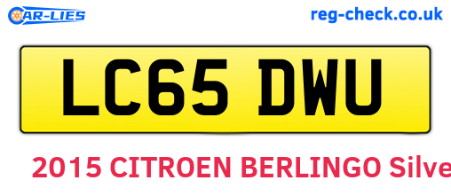 LC65DWU are the vehicle registration plates.