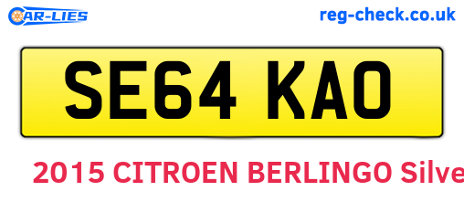 SE64KAO are the vehicle registration plates.