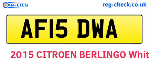AF15DWA are the vehicle registration plates.