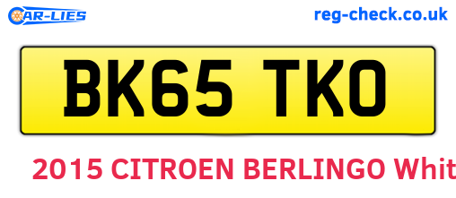 BK65TKO are the vehicle registration plates.