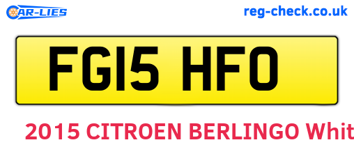 FG15HFO are the vehicle registration plates.