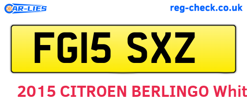 FG15SXZ are the vehicle registration plates.