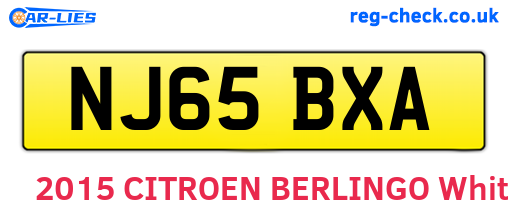 NJ65BXA are the vehicle registration plates.