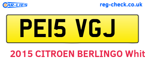 PE15VGJ are the vehicle registration plates.
