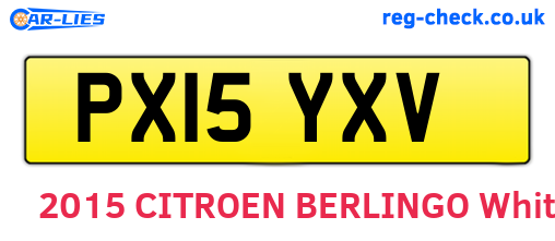 PX15YXV are the vehicle registration plates.