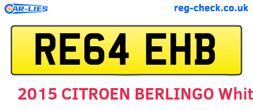 RE64EHB are the vehicle registration plates.