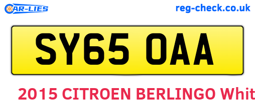 SY65OAA are the vehicle registration plates.