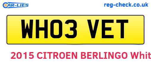 WH03VET are the vehicle registration plates.