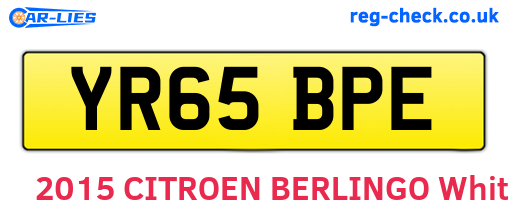YR65BPE are the vehicle registration plates.