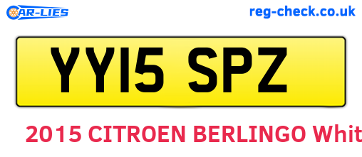 YY15SPZ are the vehicle registration plates.