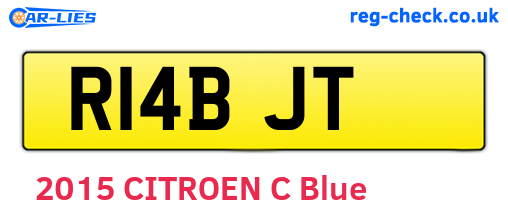 R14BJT are the vehicle registration plates.