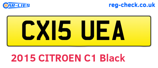 CX15UEA are the vehicle registration plates.