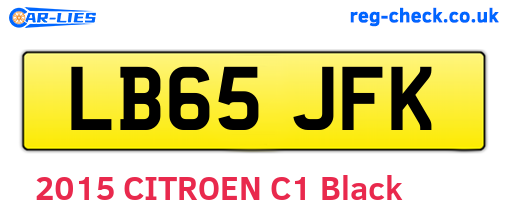 LB65JFK are the vehicle registration plates.
