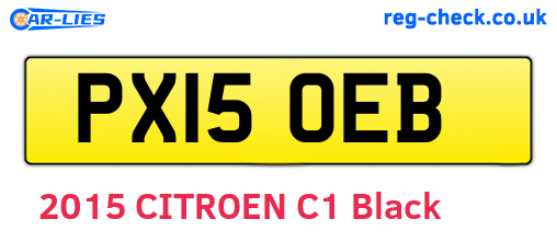 PX15OEB are the vehicle registration plates.