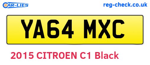 YA64MXC are the vehicle registration plates.