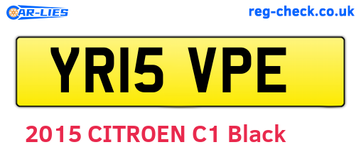 YR15VPE are the vehicle registration plates.