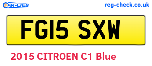 FG15SXW are the vehicle registration plates.