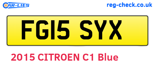 FG15SYX are the vehicle registration plates.