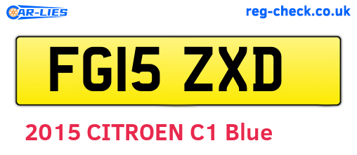 FG15ZXD are the vehicle registration plates.
