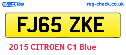 FJ65ZKE are the vehicle registration plates.