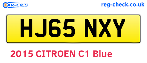 HJ65NXY are the vehicle registration plates.
