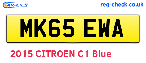 MK65EWA are the vehicle registration plates.