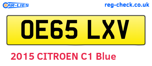 OE65LXV are the vehicle registration plates.