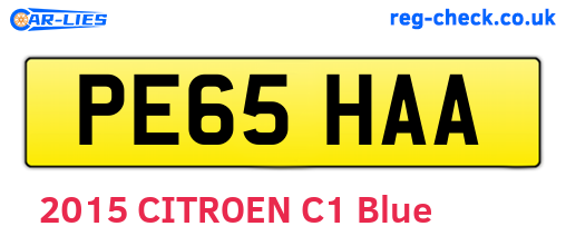 PE65HAA are the vehicle registration plates.