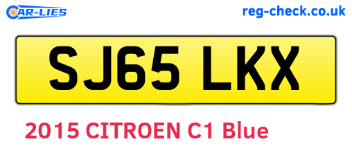 SJ65LKX are the vehicle registration plates.