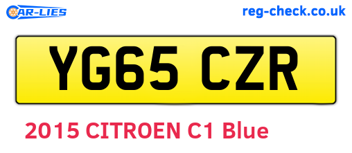 YG65CZR are the vehicle registration plates.