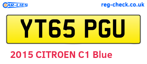 YT65PGU are the vehicle registration plates.