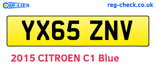 YX65ZNV are the vehicle registration plates.