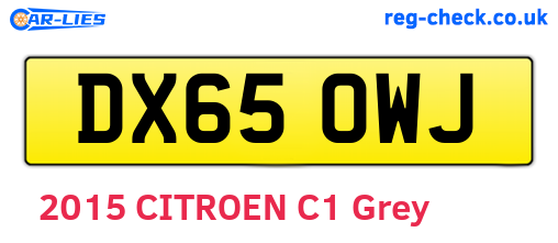 DX65OWJ are the vehicle registration plates.