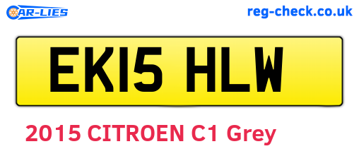EK15HLW are the vehicle registration plates.