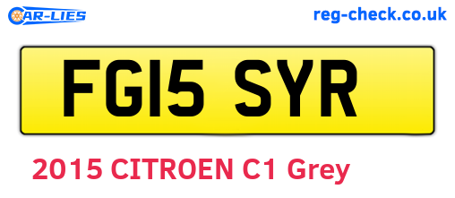 FG15SYR are the vehicle registration plates.